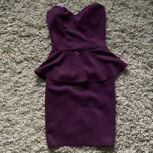 Purple strapless peplum dress-size xs